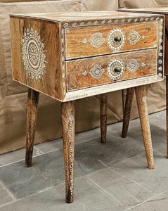 Mesa de centro redonda de madera maciza, mesa auxiliar de té, muebles artesanales para sala de estar, comedor, casa de campo, decoración de hotel - Product Image 4