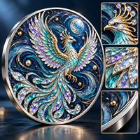 Pièce de monnaie en métal rétro de luxe, exquise et haut de gamme, en cuivre personnalisé, avec estampage UV double face, motif Nuage, Montagne, Pagode, Serpentine