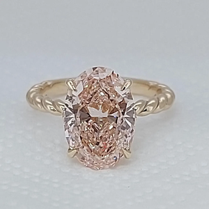 Anillo de Compromiso de Diamantes Naturales de Corte Ovalado en Oro Rosa para Mujer, Estilo Clásico - Product Image 1