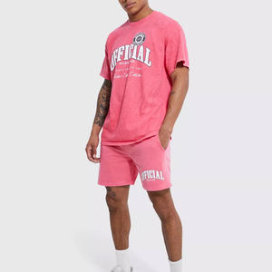 Conjunto de Verano de 2 Piezas para Hombre de Alta Calidad, Camisetas de Manga Corta con Tela Personalizada, Transpirables, Casuales, de Color Sólido - Product Image 2