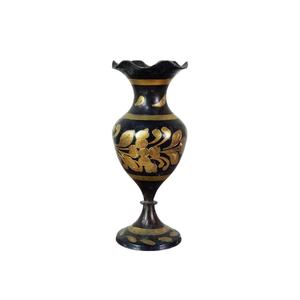 Vases à fleurs de table en laiton poli style Art Déco Bold Blossom avec finition dorée et détails noirs pour mariage et décoration intérieure - Product Image 1