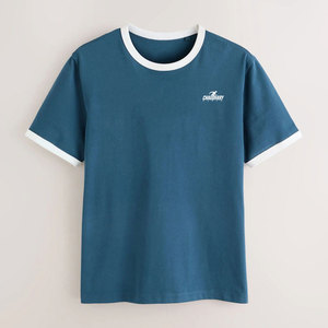 Camiseta Casual Ringer de Algodón Transpirable para Actividades Diarias y Ajuste Relajado - Product Image 4