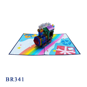Tarjeta de Felicitación Pop-Up de Tren de Cumpleaños al Mejor Precio, Tarjeta de Felicitación de Cumpleaños, Artesanía de Papel Moderna Hecha a Mano, Tendencia Actual - Product Image 6