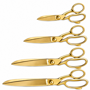 Ciseaux de tailleur dorés en acier inoxydable à bord lisse, qualité DIY, manche métallique, outil de coupe pour tissus et couture - Product Image 4