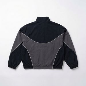 Chaqueta Deportiva con Paneles Negros y Color Carbón, Cierre Frontal con Cremallera — Cortavientos Ligero Unisex con Ribetes en Contraste |   Marca Privada OEM/ODM - Product Image 2