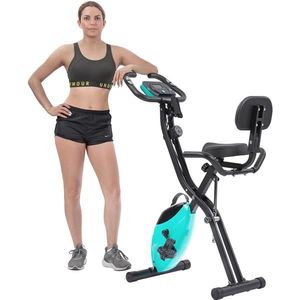 Cyclette Pieghevole per Fitness Domestico, Bici da Esercizio Verticale e Orizzontale con 10 Livelli di Resistenza Regolabile e Fasce per Braccia e Schienale - Product Image 2