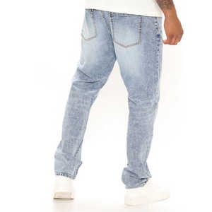 Jeans en denim coupe droite 100 % haute qualité pour homme, personnalisés, respirants, pour l'hiver, style urbain, effet délavé - Product Image 3