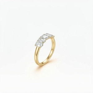Anillo de Oro Sólido 10K 14K 18K al por Mayor con Esmeralda Elegante y Diamantes Cultivados en Laboratorio, Anillo de Cinco Piedras con Certificado IGI, Joyería con Engaste de Garras - Product Image 2