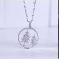 Pendentif en forme de sapin en moissanite de qualité supérieure, en argent sterling 925, bijoux de mode brillants pour hommes et femmes