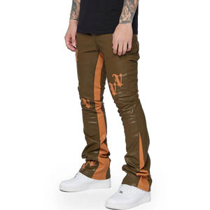 Custom Logo <b>Men</b>’s Pants Leather Straight <b>Trousers</b> Mid Waist Fall Winter Casual Fashion Clothing Zipper Closure Top Selling - Product Image 5