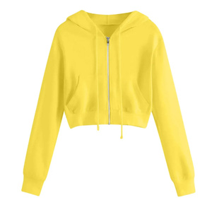 High Quality 100% Cotton Fleece Zipper-<b>Up</b> Hoodies for Women Winter Custom Color Premium <b>Cropped</b> Streetwear Customizable Size - Product Image 6