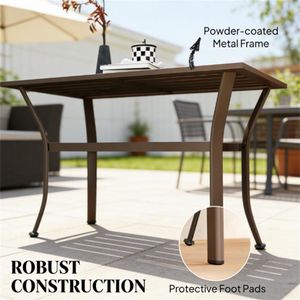 Tavolo da Pranzo Rettangolare Marrone per Terrazza e Giardino - Solo Tavolo - Product Image 2