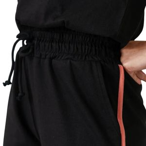 Pantalon de survêtement noir pour femme à jambes larges avec bandes latérales blanches, taille élastique, décontracté, vêtements de sport, fournisseur de vêtements personnalisés en gros - Product Image 4