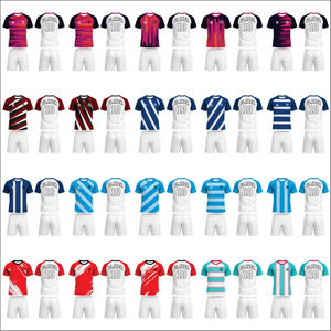 Conjunto de Uniforme de Fútbol Personalizado para Hombre, 100% Poliéster, Estilo Retro, Transpirable, Antibacterial, de Secado Rápido, Cuello en V - Product Image 5