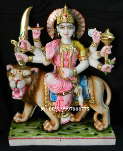 Statue de Durga Mata avec déesse hindoue indienne avec exécution utilise une très belle œuvre d'art glorieuse Navratri marbre pur spécial - Product Image 6