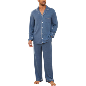Breathable Fabric Men Night Suit Short Sleeve Crew Neck Shorts Set Elastic Waist Soft Lightweight Summer Pajamas Sleepwear Suits - Product Image 1