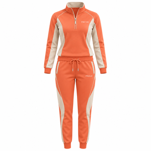 Ensemble de survêtement court 2 pièces personnalisé noir pour femme – Sweat à capuche court zippé et pantalon de survêtement - Product Image 2