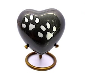 <b>Black</b> Heart Shaped Cremation Urn with Gold Angel <b>Wings</b> Design for Adult Ashes Keepsake Heart Urn For Human Ashes - Product Image 5