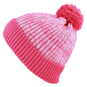 Gorro de Punto Rosa a Rayas con Pompón, Unisex, para Adultos, Gorro de Invierno, Tejido a Mano, con Puño Acanalado, Estilo Informal y Bonito para Exteriores - Product Image 6