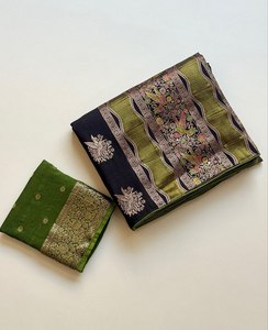 Sari de créateur, vêtement ethnique, sari de mode féminine, sari à pallu riche, sari jacquard, sari tissé, sari de luxe, sari tendance - Product Image 1