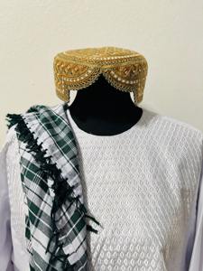 Collier de style tribal afghan turkmâne traditionnel avec des breloques en métal à franges complexes et des perles multicolores - Product Image 2