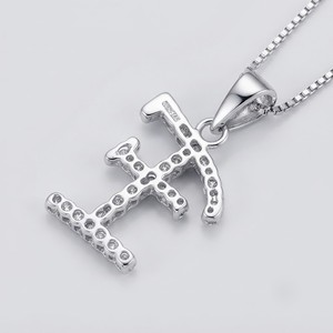 Luxury 925 Silver Moissanite <b>Letter</b> F Pendant Micro Pave Round Cut Charm For Mens Everyday Wear Jewelry - Product Image 5