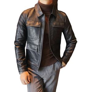 Chaqueta de moto de invierno de cuero para hombre, ropa de abrigo gruesa antibacteriana a prueba de viento con bolsillos, calidad Premium - Product Image 1