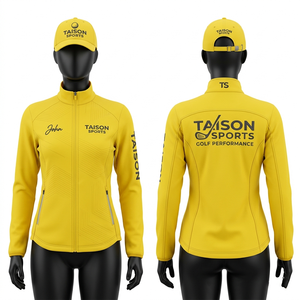 เสื้อแจ็คเก็ตฝึกซ้อมกอล์ฟสำหรับผู้หญิง ผ้าโพลีเอสเตอร์ผสมสแปนเด็กซ์ ยืดหยุ่นได้ น้ำหนัก 280 GSM สีเขียวมะกอก ดีไซน์แผงตามหลักสรีรศาสตร์ พร้อมงานปักแบบซับลิเมชั่น - Product Image 4