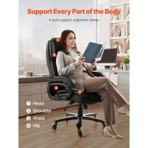 Sedia da Ufficio Direzionale Ergonomica Robusta con Capacità di 225 kg, Supporto Lombare e Manopola di Regolazione dell'Altezza - Product Image 2