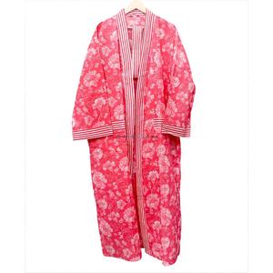 Bata Kimono Floral 100% Algodón para Mujer, Cierre con Cinturón, Secado Rápido, Lavable a Máquina, Cuello en V, Manga Larga, Largo Completo, Transpirable y Suave - Product Image 4