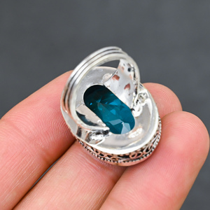 Anillo de Plata 925 con Topacio Azul, Gema de Lujo para Fiesta - Product Image 3