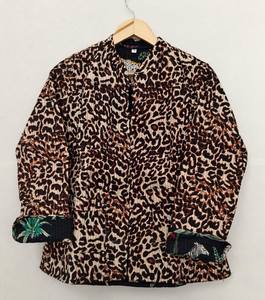 Veste en coton respirant matelassée à imprimé animalier exotique pour femme, faite à la main, style bohème, motif léopard, manches longues - Product Image 2