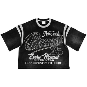 เสื้อยืดฟิตเนสผู้ชายคุณภาพสูง ทรงโอเวอร์ไซส์ แขนสั้น ผ้าคอตตอน 100% ล้างสีแบบแอซิดวอช พร้อมสกรีนโลโก้ตามสั่ง ขายส่ง - Product Image 1