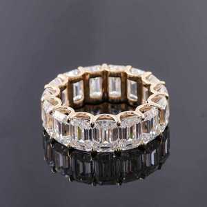 Sparkly Emerald Cut Moissanite Full Eternity Band <b>Ring</b> For Unisex 925 Silver With Rhodium Plated <b>Thick</b> Band Proposal Gift Her - Product Image 2