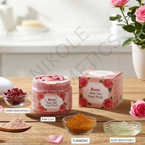 Masque facial anti-bronzage à la rose, masque facial éclaircissant à base de plantes pour éliminer le bronzage, éclaircir la peau, booster l'éclat, soin pour tous les types de peau - Product Image 2
