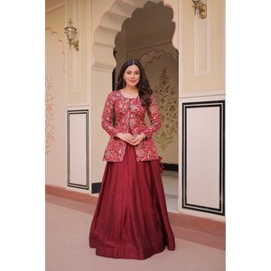 Lehenga Choli violet de créateur pour vêtements de tous les jours, taille M, pour les soirées, robes de bal élégantes - Product Image 5