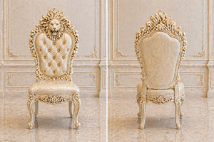 Exquisito Juego de Comedor de Madera de Teca Tallada con Rostro de León, Compre una Mesa de Comedor Premium para 8 Personas con Sillas, Juego de Comedor de Lujo para el Hogar - Product Image 4