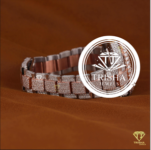 Reloj de Lujo con Diamantes Moissanite y Brazalete de Oro Rosa con Incrustaciones Completas, Piedras de Corte Brillante y Estilo Elegante - Product Image 3