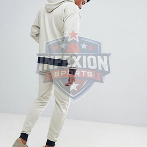 Pantalon de survêtement en coton crème pour homme avec cordon de serrage à la taille et poches latérales, coupe décontractée pour l'automne - Product Image 4