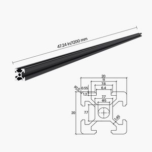 4 Pezzi Profilo in Alluminio Estruso ad Alta Resistenza 47,2mm (1200mm) con Scanalatura a T 2020 Standard Europeo Anodizzato per LED - Product Image 4