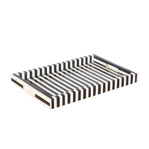 Luxury Artisan Crafts <b>Resin</b> Inlay Coffee Tray White Striped Serving Natural Tray for Tea Coffee Desserts and Guest Entertaining - Product Image 1