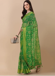 Sari de Rayón Estampado KV, Estilo Bollywood, para Fiesta, Sin Arrugas y Reversible, para Otoño - Product Image 4