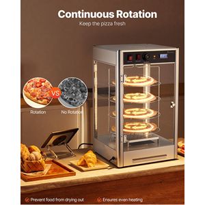 Scaldapizza Commerciale a 4 Livelli con Riscaldamento a Vapore, Capacità 14 Pizze, 86-185 Fahrenheit, Controllo Manuale della Temperatura - Product Image 4