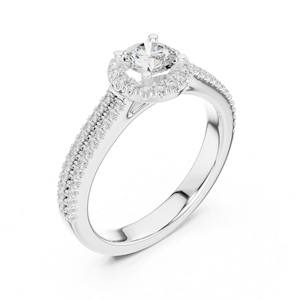 แหวนเพชรทรงกลมทองคำขาว 14K เพชรเพาะเลี้ยงสำหรับผู้หญิง สวมใส่ในออฟฟิศ เพชรเพาะเลี้ยงใหม่ - Product Image 4