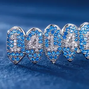 Grillz personnalisables multicolores en argent sterling fin de qualité supérieure, avec diamants de laboratoire de clarté VVS, préfabriqués - Product Image 2