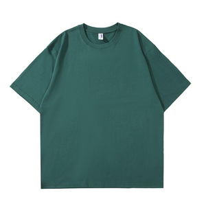 เสื้อยืดคอกลมแขนสั้นทรงโอเวอร์ไซส์สำหรับผู้ชาย ผ้าคอตตอนเจอร์ซีย์สีพื้นเรียบ สวมใส่สบาย ทรงปกติ - Product Image 5