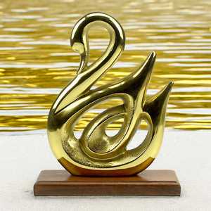 Jaffs Exports Golden Abstract Swan Sculpture Handmade Eco-Friendly Aluminium Artistic Contemporary Tabletop <b>Decor</b> for Living - Product Image 5