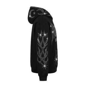 Sudadera con Capucha Personalizada con Pedrería, Sudadera con Capucha Decorada con Cristales y Diamantes, Diseño Brillante para Hombre y Mujer, Directo de Fábrica, MOQ - Product Image 4