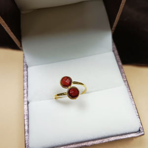 Round <b>Garnet</b> Adjustable <b>Ring</b> Handmade – Faceted Birthstone Plain Band <b>Ring</b> Jewelry Bulk - Product Image 1