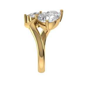 แหวนหมั้นเพชรทรงวงรีสีเหลืองทองสำหรับผู้หญิง สไตล์คลาสสิก - Product Image 4
